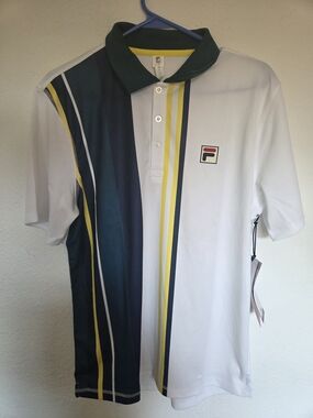 NWT Men's Fila Heritage Stripe Tennis Polo - Size Medium